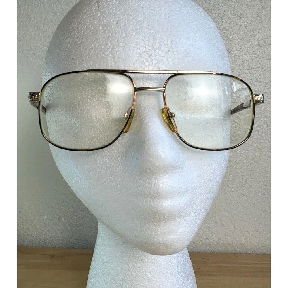 Vintage Baron 7044 Gold Tone Navigator Eyeglass Frames 60-14 Tortoise